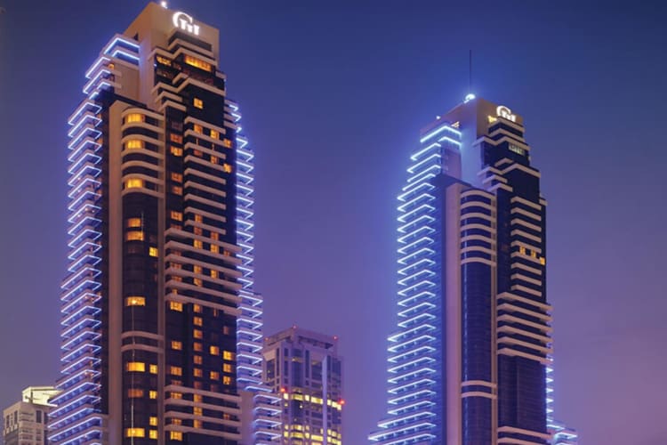 Grosvenor towers at night